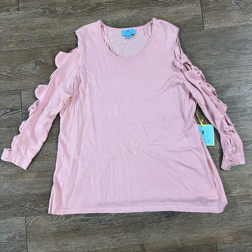 CeCe Pink Ruffle Sleeve Women's Top 2X
